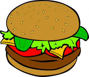 Cheeseburger belegt mit Salat Kaese Fleisch und vermutlich Tomaten